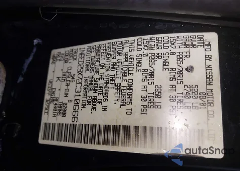 2002 Nissan Frontier Xe-V6 from USA, damaged, VIN 1N6ED29X72C310666